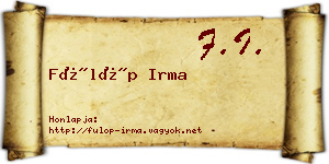 Fülöp Irma névjegykártya